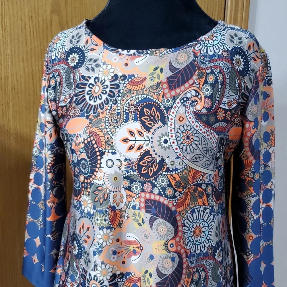Mely new york paisley floral multicolored long sleeve dress - Picture 2 of 6